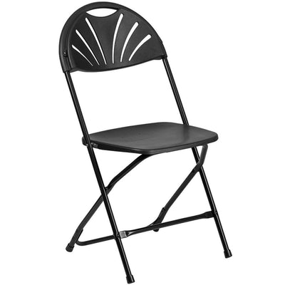 Black Fan Back Plastic Folding Chair Pack